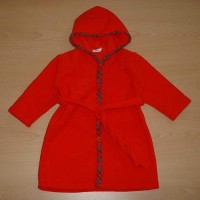 Červený fleecový župánek s kapucí - nenošený