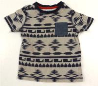 Tmavomodro-šedé vzorované tričko zn. F&F 