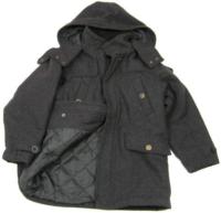 Černý vlněný zateplený kabátek s kapucí zn. Next
