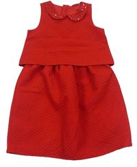 Červené vzorované šaty s kamínky zn. Matalan