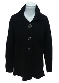 Dámský černý vlněný kabát