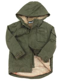 Khaki plátěný pod/zimní kabátek s kapucí 