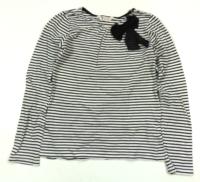 Černo-bílé pruhované triko s mašličkou zn. H&M 
