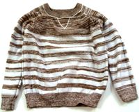 Hnědo-bílý pruhovaný svetr