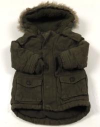 Khaki zimní kabátek s kapucí zn. F&F
