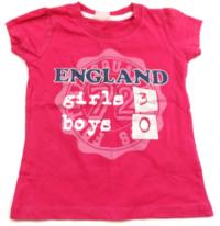 Růžové tričko s nápisem England zn. Vintage 