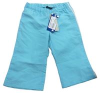 Azurové capri šusťákové kalhoty s výšivkou a pruhem zn. John Smith