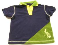 Tmavomodro-zelené polo tričko s výšivkou