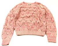 Růžový děrový melírový svetr zn. M&S