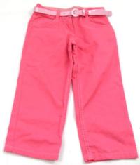 Růžové riflové 7/8 crop kalhoty s páskem zn. George