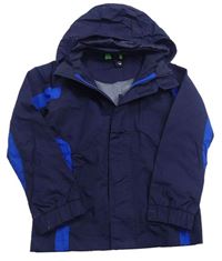 Tmavomodro-modrá šusťáková jarní funkční bunda s kapucí zn. Mountain Warehouse