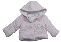 Růžovo-bílý pruhovaná zateplený kojenecký kabátek s kapucí zn. Bluezoo