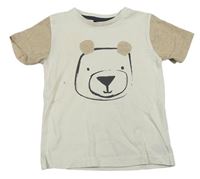 Smetanovo-béžové tričko s medvědem zn. Next