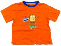 Oranžovo-safírové pyžamové tričko s opičkou zn. essentials