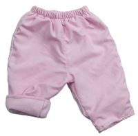 Růžové šusťákové zateplené kalhoty
