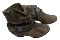 Dámské hnědé semišové kotníkové boty na podpatku zn. S.Oliver vel. 39