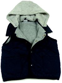 Tmavomodrá šusťáková zateplená vesta s kapucí zn. F&F