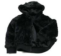 Černo-barevná chlupatá bunda s kapucí zn. George 