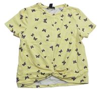 Žluté crop tričko s motýlky zn. New Look