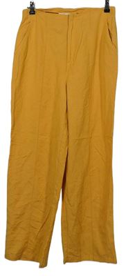 Dámské oranžové lněné volné kalhoty zn. Primark 