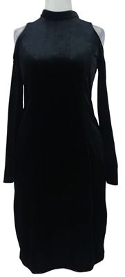 Dámské černé sametové šaty s průstřihy na ramenou zn. Esprit 