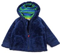 Tmavomodrá chlupatá bunda s kapucí zn. Marks&Spencer