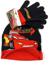 Outlet - 2set- Černo-červená čepička s kšiltem+rukavičky s Cars zn. Disney