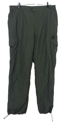 Pánské khaki šusťákové outdoorové podšité kalhoty s kapsami 
