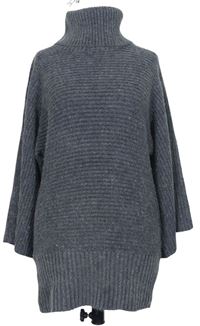 Dámský šedý vlněný svetr s rolákem zn. M&S