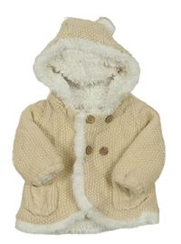 Béžový pletený zateplený kabátek s kapucí zn. Nutmeg