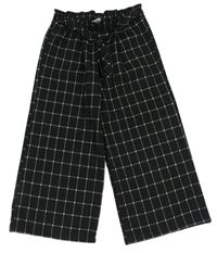 Černo-šedé kostkované culottes kalhoty s páskem zn. F&F