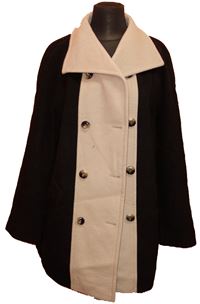 Dámský černo-béžový vlněný kabát