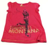 Růžové puntíkaté tričko s Hannah Montana zn. George
