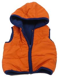 Oranžová šusťáková zateplená vesta s kapucí zn. Nutmeg
