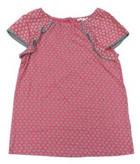 Růžové puntíkaté tričko s krajkou zn. F&F
