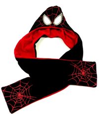 Černo-červená fleecová kapuce se šálou - Spider-man