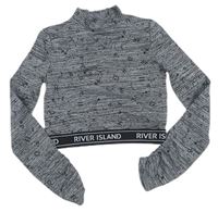 Šedé crop triko se vzorem a nápisem zn. River Island