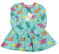 Světlemodré bavlněné šaty s dinosaury zn. Miniclub
