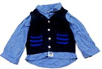 Tmavomodrá propínací svetrová vesta s košilí zn. M&Co