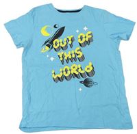Světlemodré tričko s nápisy a raketou zn. JEFF&CO