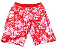 Červeno-růžové květované plážové kraťasy zn. M&S