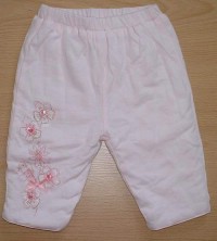 Růžové zateplené kalhoty s kytičkami