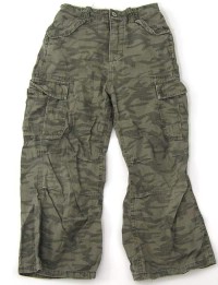 Khaki plátěné army kalhoty s kapsami 