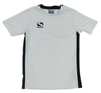 Bílé sportovní tričko s černými pruhy a logem zn. Sondico