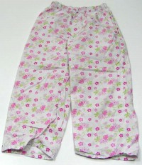 Bílé plátěné pyžamové kalhoty s kytičkami zn. Ladybird + Diney