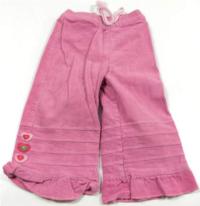 Růžové manžestrové kalhoty se srdíčky 