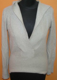 Dámský béžový svetr s kapucí zn. Liz Claiborne