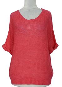 Dámský tmavorůžový lehký svetr s krátkými rukávy zn. H&M