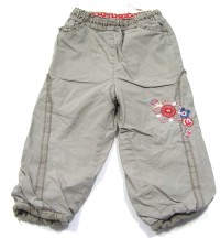 Hnědé plátěné kalhoty s kytičkami zn. C&A