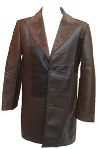 Pánský hnědý kožený kabát 